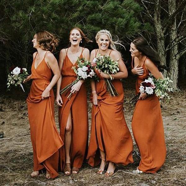 burnt orange bridesmaid dress